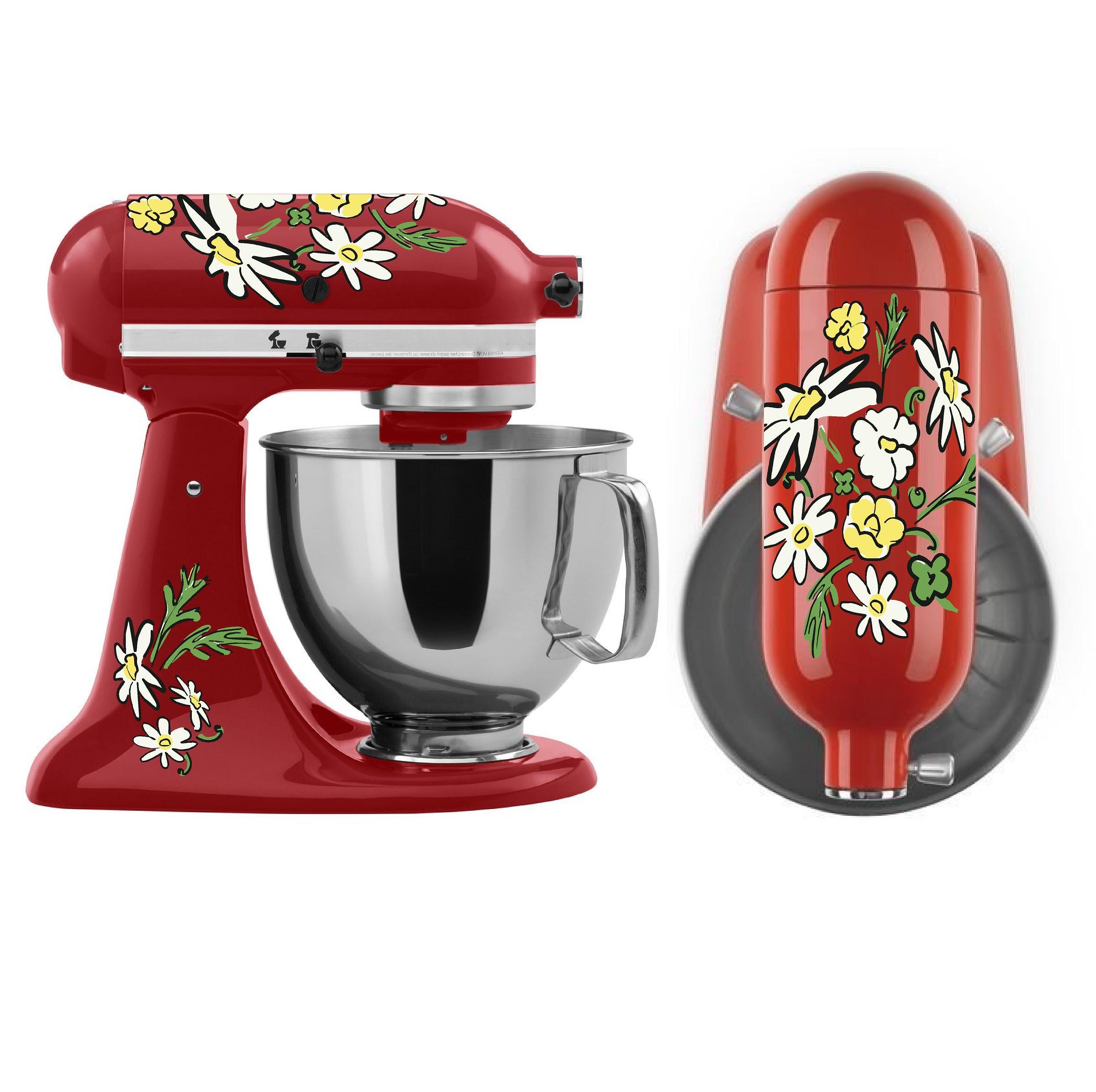 Red, Cream, Turquoise Floral Mixer Decals Featured in Pioneer