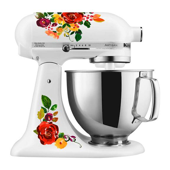 Coral & Red Watercolor Floral Stand Mixer Decal Set, Fits Kitchenaid or  Other Kitchen Mixer Brands, Incl. 6 Small Floral Stickers WBMIX002 
