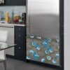 Blue Camelia Flowers and Leaves Refrigerator Wrap - Image 3